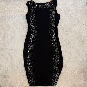 Calvin Klein Black Stud-Embellished Sleeveless Mini Dress